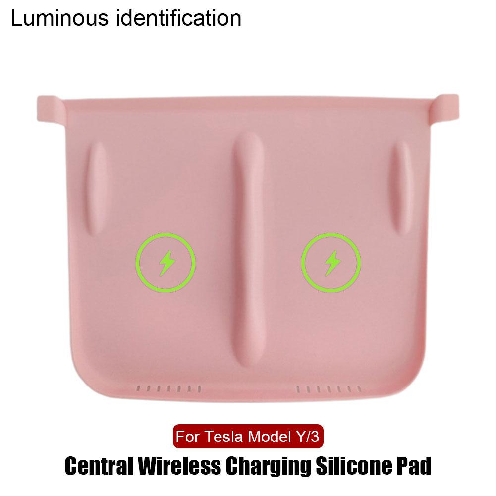 

Для Tesla Y 2023 2022 2021 силиконовая подставка для беспроводной зарядки, нескользящий коврик, пыленепроницаемое зарядное устройство, защитный чехол, автомобильные аксессуары