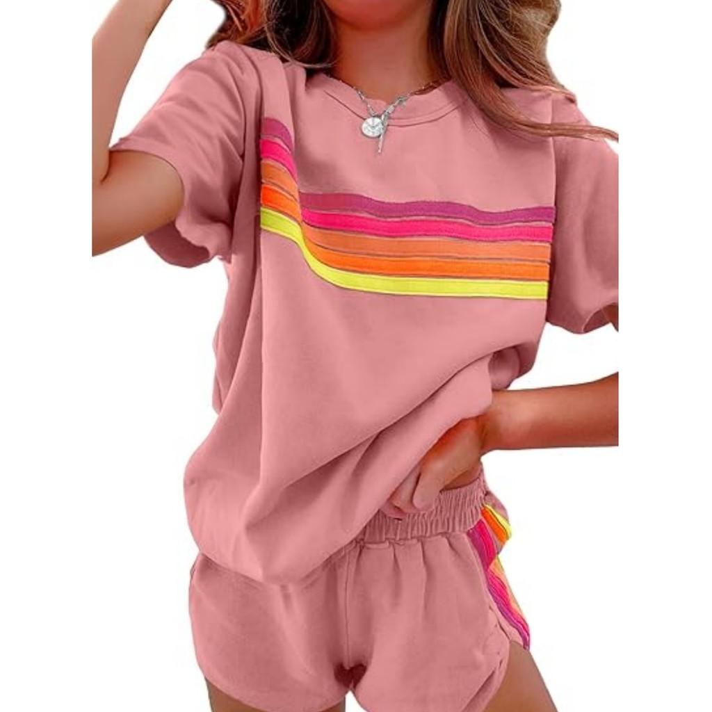 Minimalist Female Lounge Set With Color Blocking Polyester Blend For Casual Wear