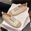 Aphixta Beige Espadrilles Splicing Flat With Shoes Metal Button Shallow Women Loafers Elastic Band Woman Casual Shoes