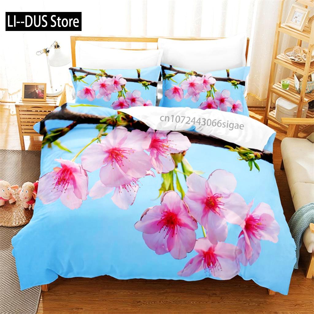 Flower Plants Bedding Set Pink Rose Duvet Cover Set 3d Bedding Digital Printing Queen Size Bedding Set Fashion Design