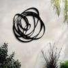 Metal Wall Art Sculpture Black Modern Circular Design Indoor Outdoor Decor