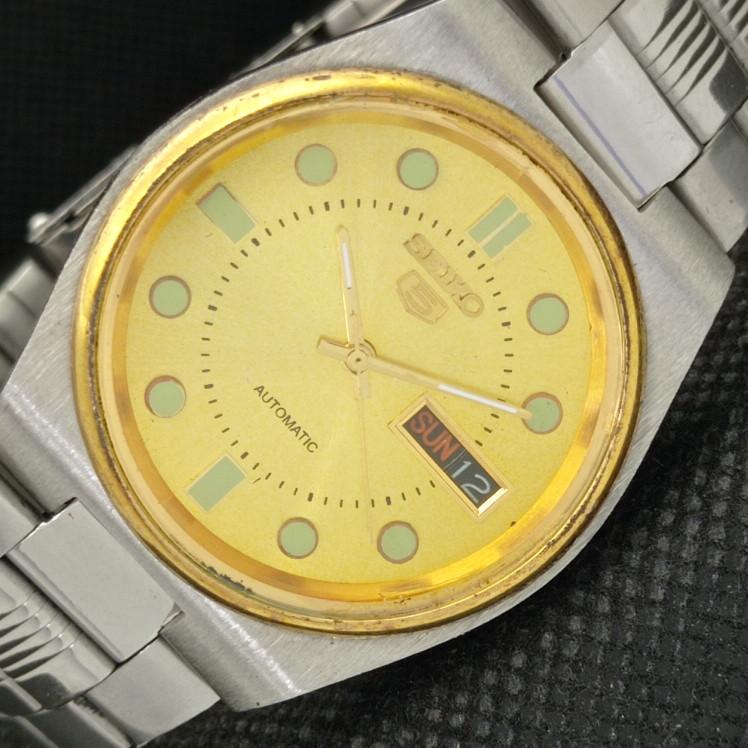 

USED VINTAGE SEIKO 5 AUTO 7009A JAPAN MENS D/D GOLDEN WATCH 611-a318952-9 SKU611-a318952