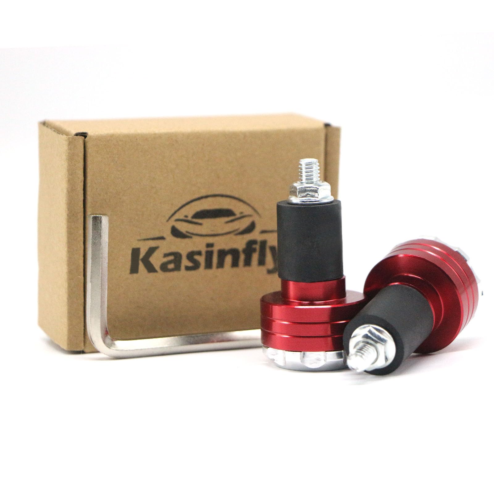 

Kasinfly Motorcycle Handlebar End Aluminum Motorcycle Bar End Rubber Shake Reducing Bar End Bike красный