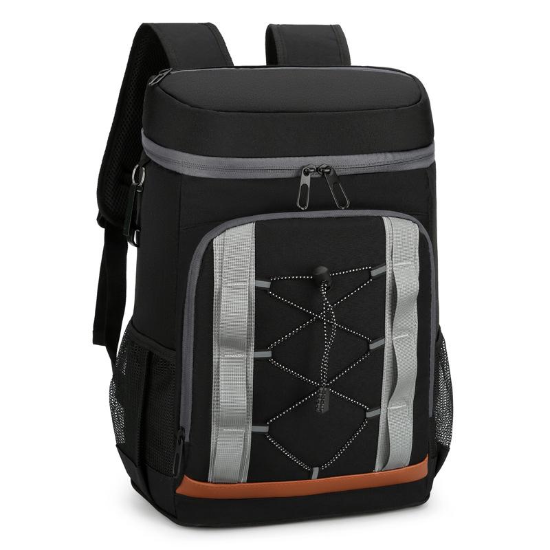 Outdoor Camping Double-Layer Insulated Picnic Backpack with Thick Aluminum Foil Lining for Cold Storage чёрный