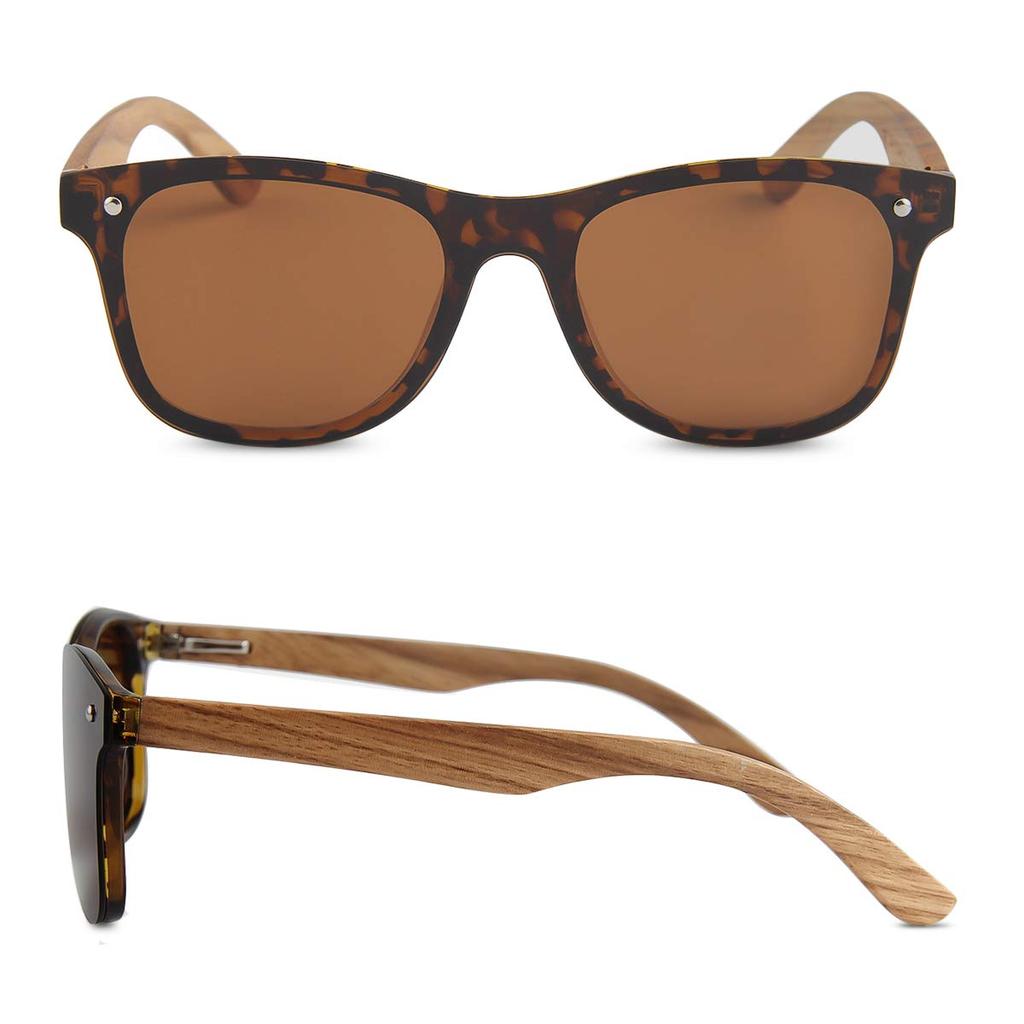 [LumiSyne] Wooden Sunglasses, Hand Made, Men's & Women's, Wellington Style, Polarized UV Protection, Mirrored Lenses, One-Piece Lens, Rimless Frame,