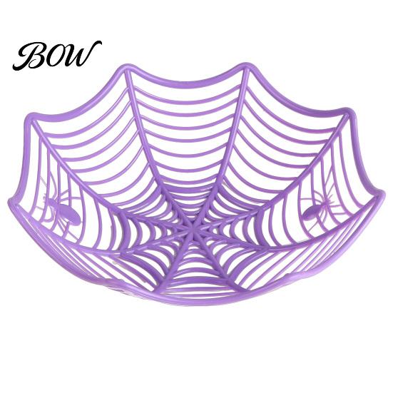 Decorative Spider Web Dish Halloween Basket, Plastic Cobweb Design Fruit Serving Bowl, Treat High-quality Bowl or Trick Candy Holder for Dinner Table,
