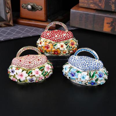 Explosive Metal Cloisonné Handicrafts Chinese Enamel Jewelry Box Creative Home Decoration Flower Basket Bag Knick-knacks