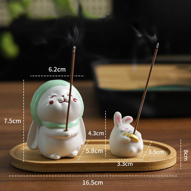 Cute Wishing Rabbit Incense Burner Ceramic Incense Burner Indoor Incense Cable Accessories Incense Burner Rack Exquisite Gift