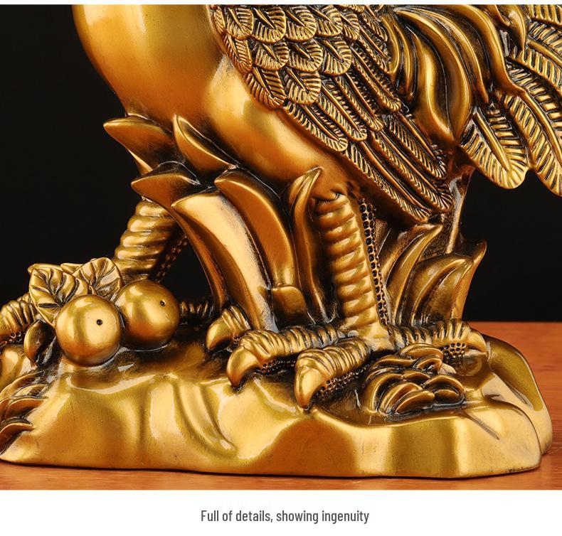 Prosperous Golden Rooster Ornament: Zodiac Rooster Display for Living Room or Office