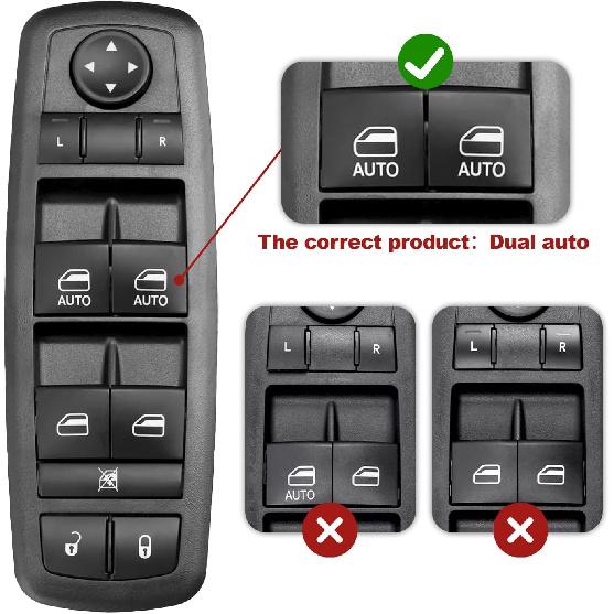 Power Window Switch Compatible With 2015- Jeep Cherokee,2015-2017 Chrysler 200,2011- Chrysler 300,2011- Dodge Charger,2016-2018 Ram