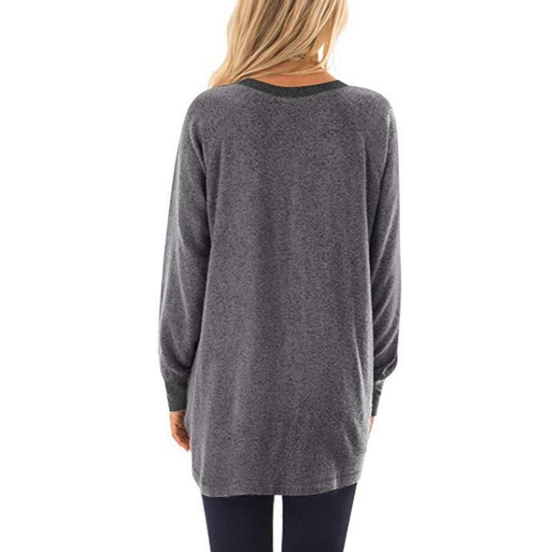 YYFS Women's Fashion Casual Spring Fall Colour Block Print Long Sleeve O-Neck Blouses & Shirts