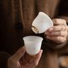 Sushitaoci Ice Jade Porcelain Light Ink Autumn Mountain Delicate Tea Cups, Pair of Cups, Smooth As Jade, Dehua White Porcelain Kung Fu Tea Cups, Set