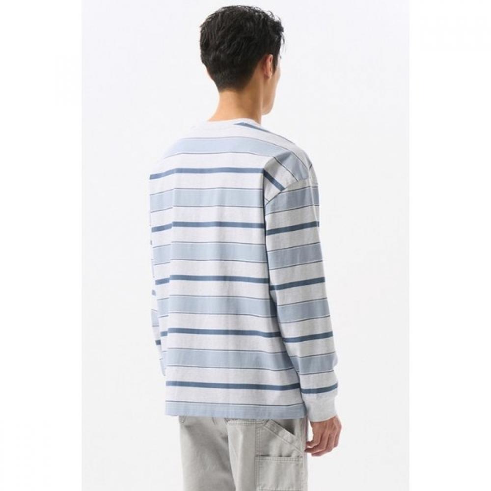 Customellow Grey STripe Long Sleeve T shirT cwTas25215gyx