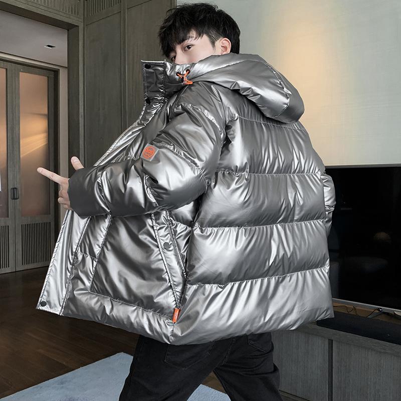 Shiny Coats Men Hood Warm Hip HOP Winter Overcoat Men's Cotton-padded Parkas Casual Men's Thickened Parka