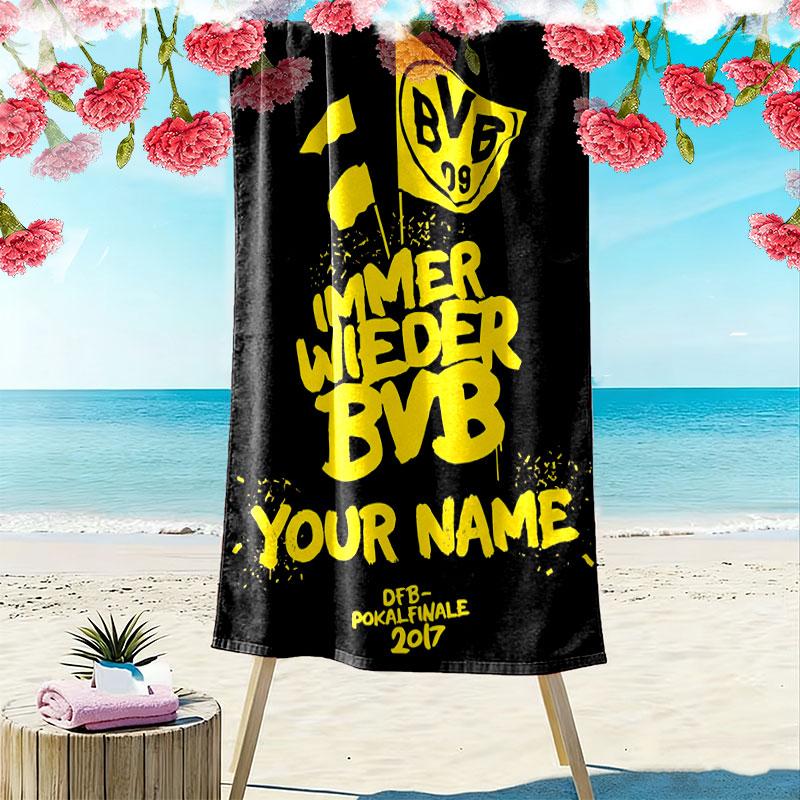Custom Borussia Dortmund Print Beach Towel, Large Soft Quick Dry Towel for Beach Camping Swimming