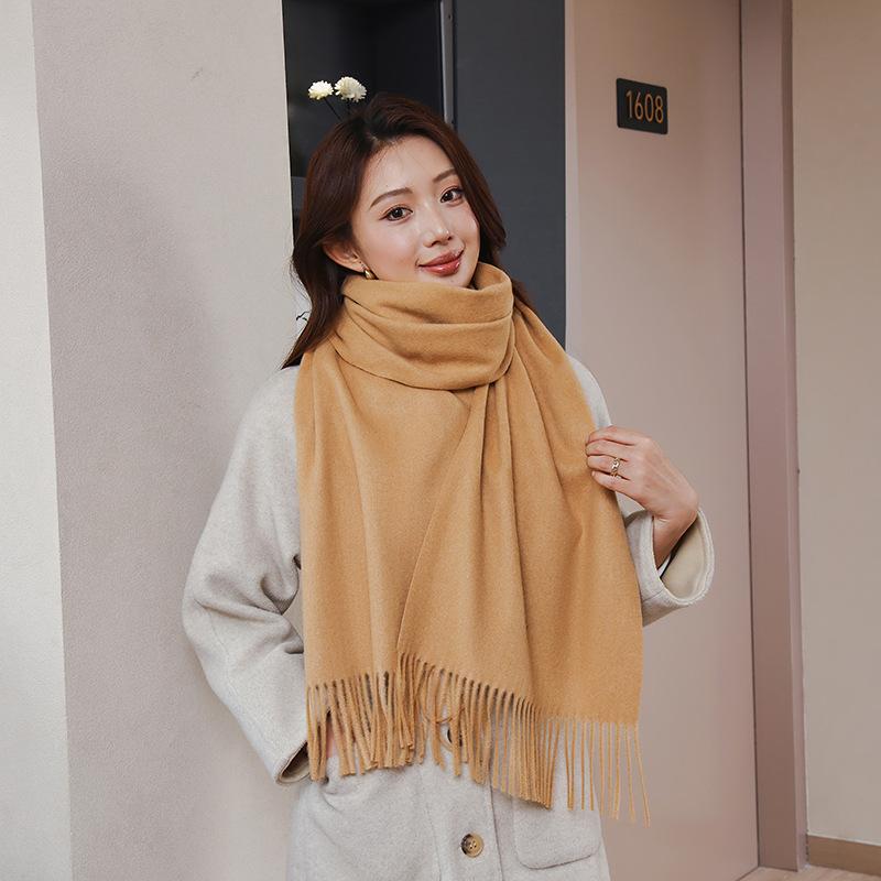 Wool Scarf for Women in Winter New Style Cashmere Scarf Versatile  Thickened  Warm and Solid Color Scarf