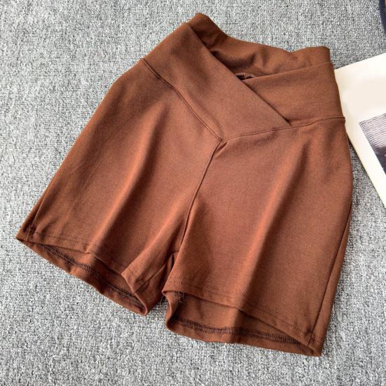 Women Shorts V-Shaped High Waist Design Pure Color Yoga Shorts Elastic Waistband Butt-Covering Summer Short