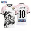 One Piece Anime Luffy Gear 5 3D Print Football Jersey For Men Tshirt Summer Sports Polo Shirt Casual Cosplay Tees Kids/Adult Top