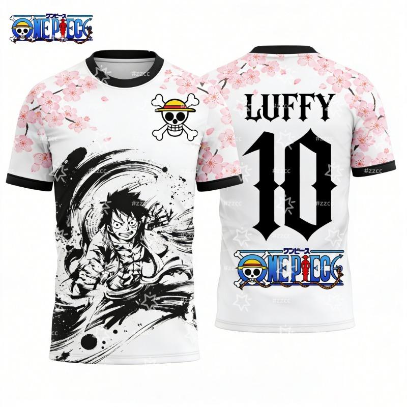 One Piece Anime Luffy Gear 5 3D Print Football Jersey For Men Tshirt Summer Sports Polo Shirt Casual Cosplay Tees Kids/Adult Top