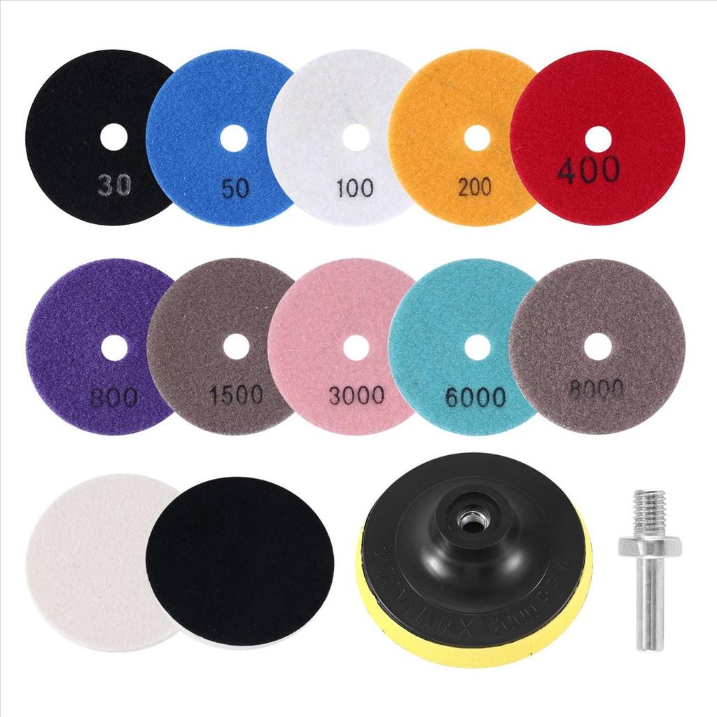 BHBL 10PCS Polishing Pads 4 Inch 10 Packs 3/8inch-11 Backer Pad Polishing Kit Marble Polishing Kit