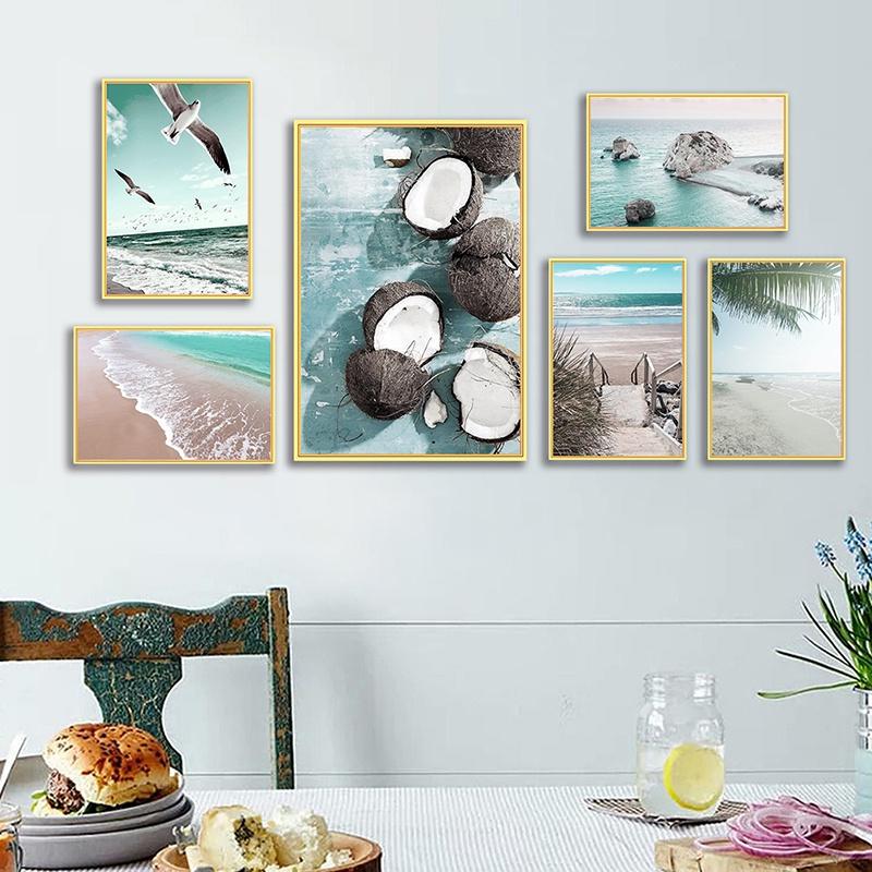 Decorative Poster Beach Ocean Summer Theme Wall Poster Prints Canvas Painting Wall Art Pictures Living Room Office Decorative