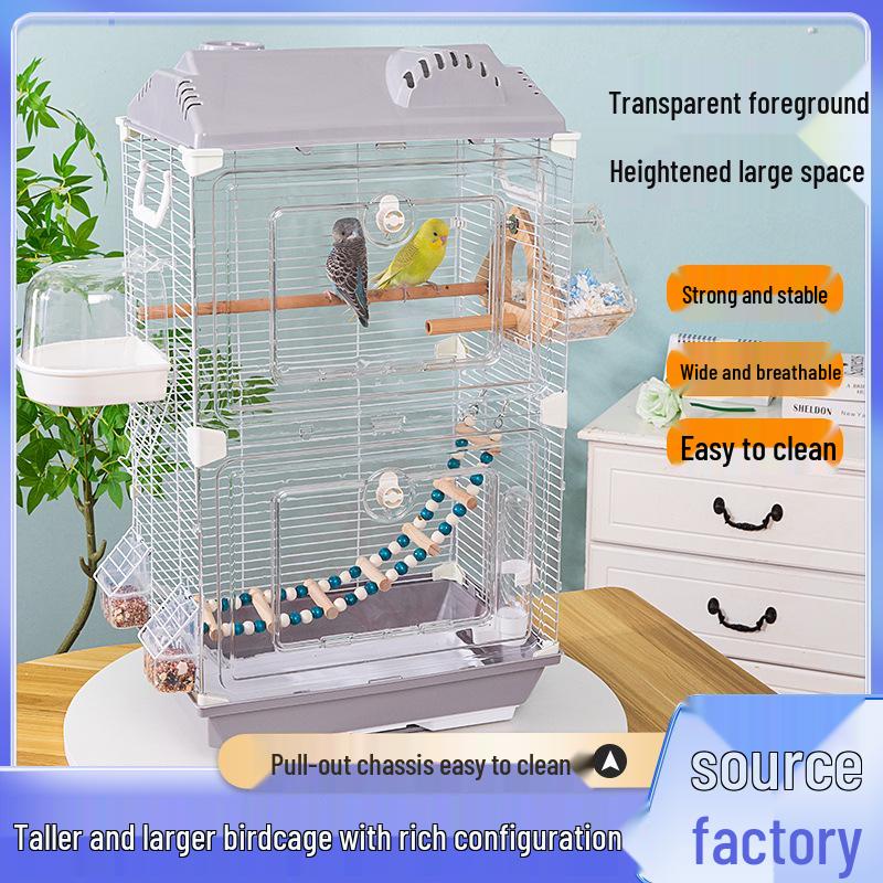 Large Ornamental Birdcage for Budgerigars, Cockatiels, & Finches with Acrylic Panels