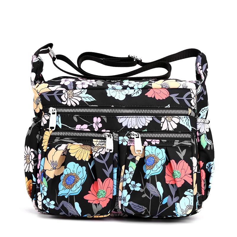 2025 New Printed Nylon Shoulder Bag Multi-pocket Large-capacity Lightweight Waterproof Crossbody Bag and Multi-layered Middle-aged Mother Bag