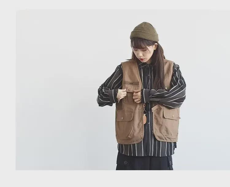 Trendy Unisex Vesty s Více Kapsami a Logem - Ležérní Pracovní Oděv pro Tanec a Fotografii