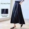 VICTORIA&VERA Women's Spring Lyocell Blend Elastic Waist Denim Midi Skirt V9011Q01