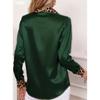 Spring and Autumn New Long Sleeve Leopard Satin Lapel Casual Daily Commuting Shirt for Women