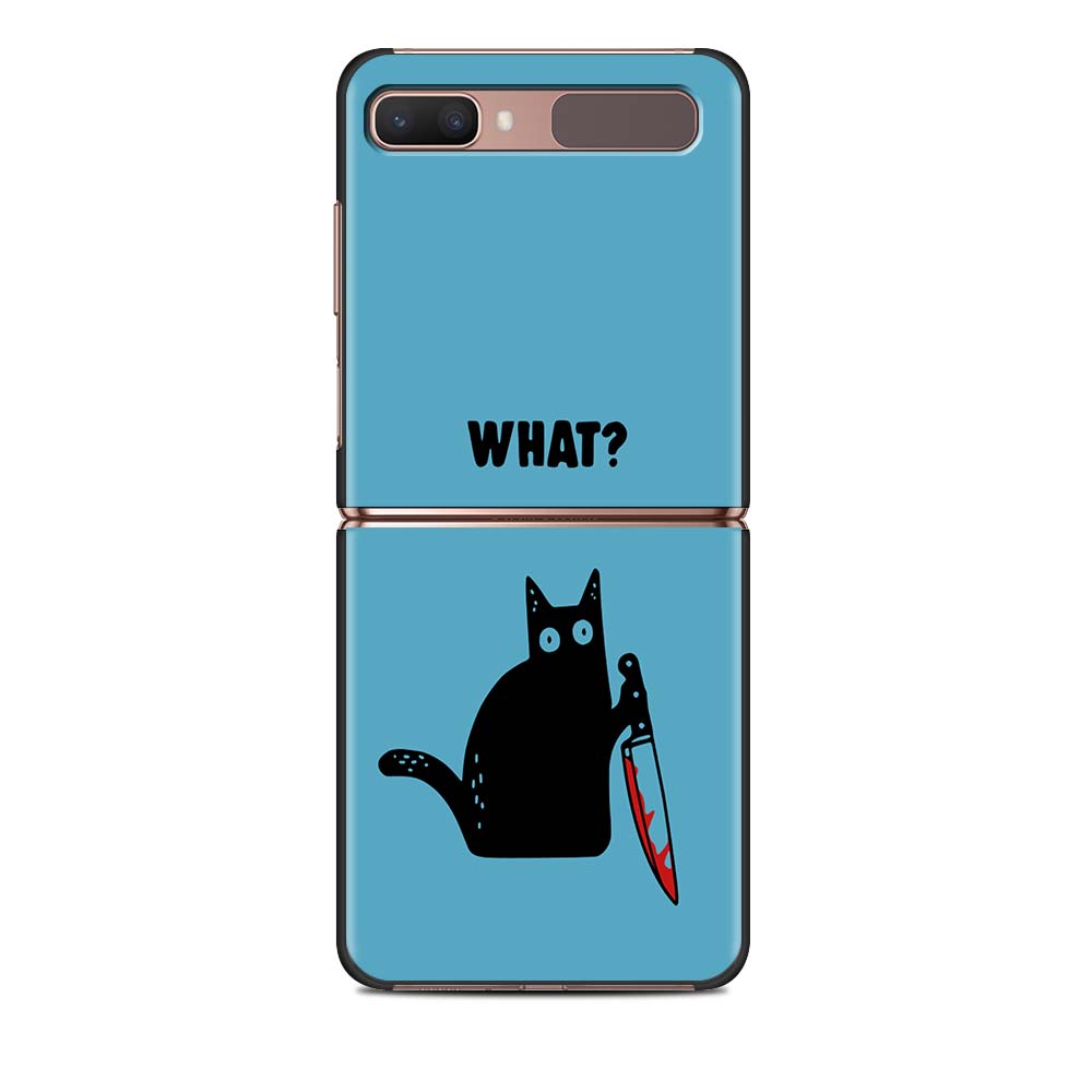 Lustige schwarze Katze, süße Luxus-Falthülle für Samsung Z Flip, Handyhülle für Galaxy Z Flip, Z Flip3 5G, Rückseite, Fundas