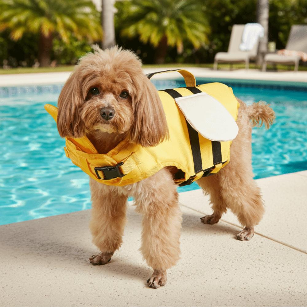 Bee/Dinosaur Shape Dog Life Jacket Adjustable Pet Swim Vest Practical Dog Swimsuit Beach Surfing