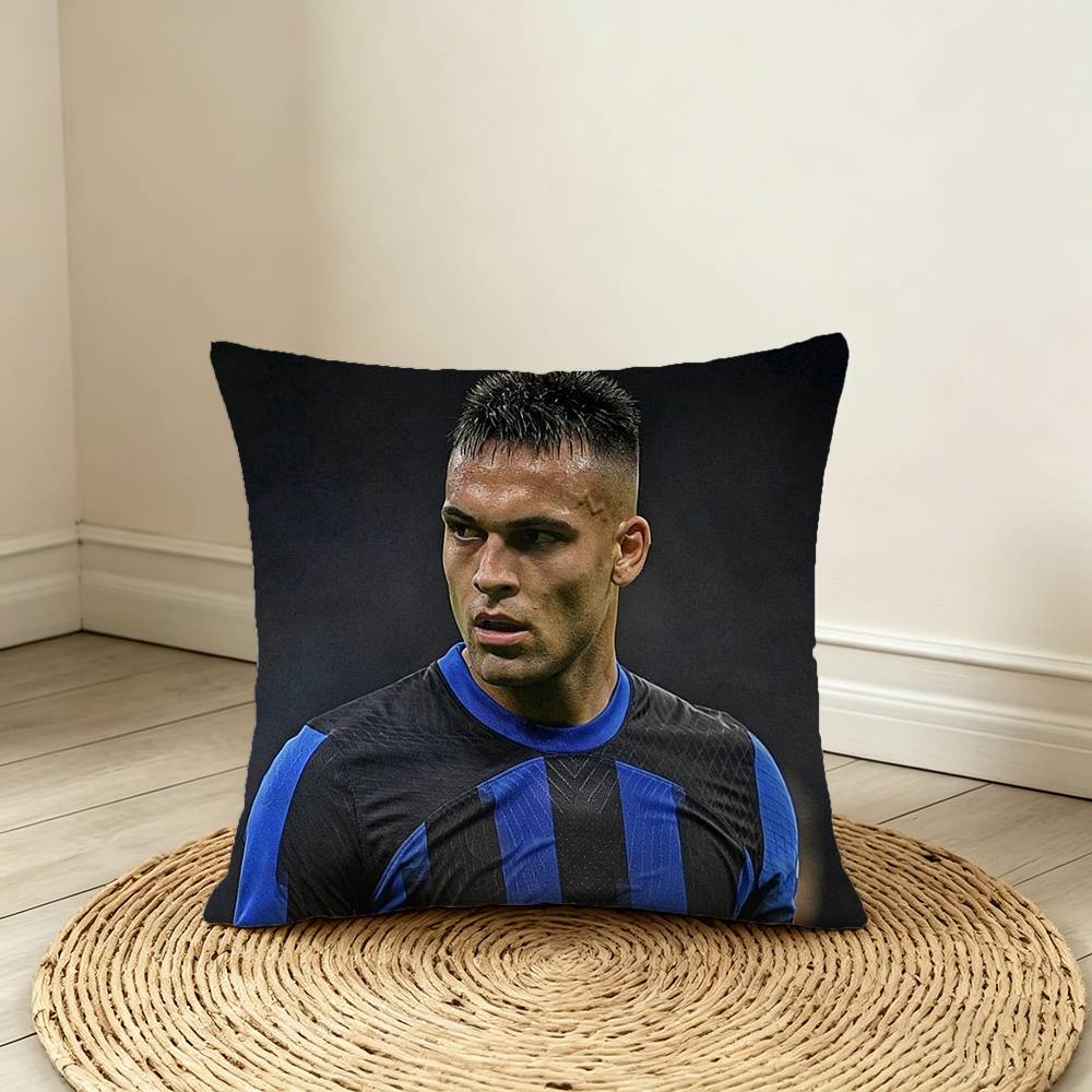 Fierce L-Lautaro Martinez Pillow Case Pattern Printed Pillowcase For Living Room Sofa Cushion Cover Peach skin 18*18(CM)-1Pcs