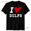 Mens Love DILFS Funny Fathers Day T Shirt Best Dad Ever Papa Life Daddy FD Vintage Washed Top For Everyday Wear Stretched Soft