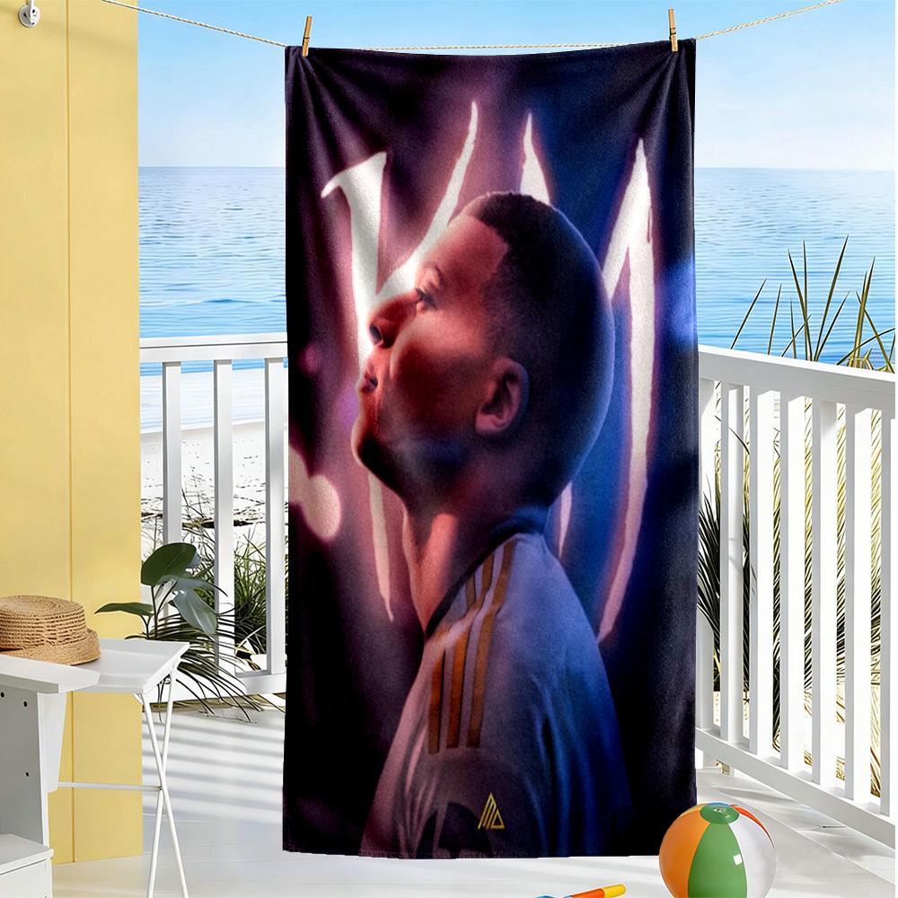 Star Player Kylian Mbappé Beach Towel Super Soft Absorbent Comfortable Lightweight Suitable for Swimming Gym Camping Yoga Vacation