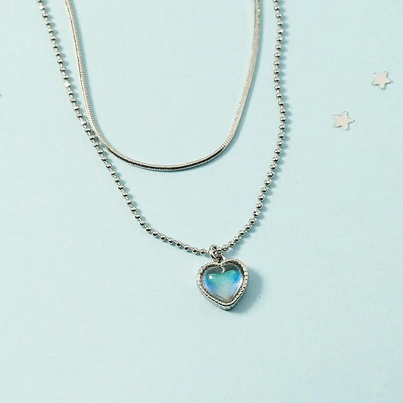 BFCLUB Silver Color necklace Moonstone Bead Necklaces & Pendants For Women Handmade 925 Sterling Silver Fashion Jewelry
