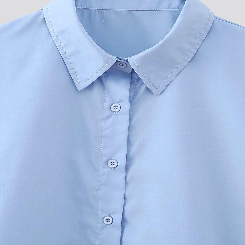 2024 Spring New Women's Clothing Loose Long Sleeves Embroider Flower Decorative Poplin Shirt Tops 2376255 406