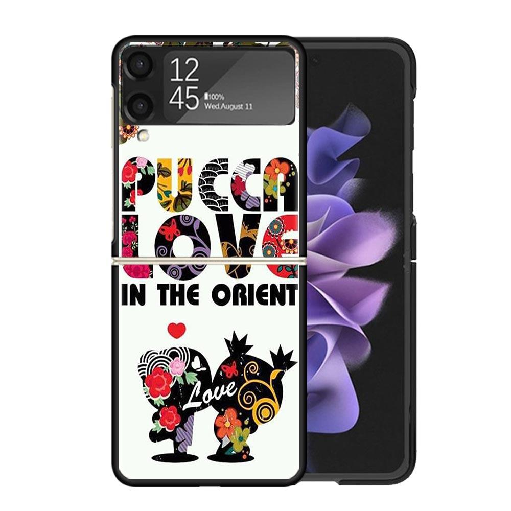 Cute Cartoon Pucca Garu Clear Phone Case For Samsung Z Flip 7 6 5 4 3 Galaxy ZFlip7 ZFlip6 ZFlip5 ZFlip4 ZFlip3 5G Print Cover C