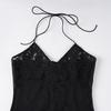 Sexy Lace Patchwork Spaghetti Strap Halter Dress - European & American Style, Slimming, See-through, Pure Color, Short Party Dress.