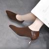 Pointed Deep Mouth Single Shoes Women's Shoes Spring New Simple Temperament Sheepskin Rear Zipper Women's High Heels