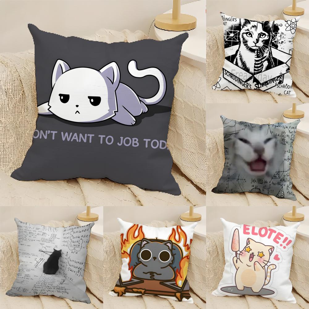 3 Funny Cat Thinking Network Pattern Pillow Case Home Living Room Decoration Linen Pillowcover Pillow Cases Cushion Cover