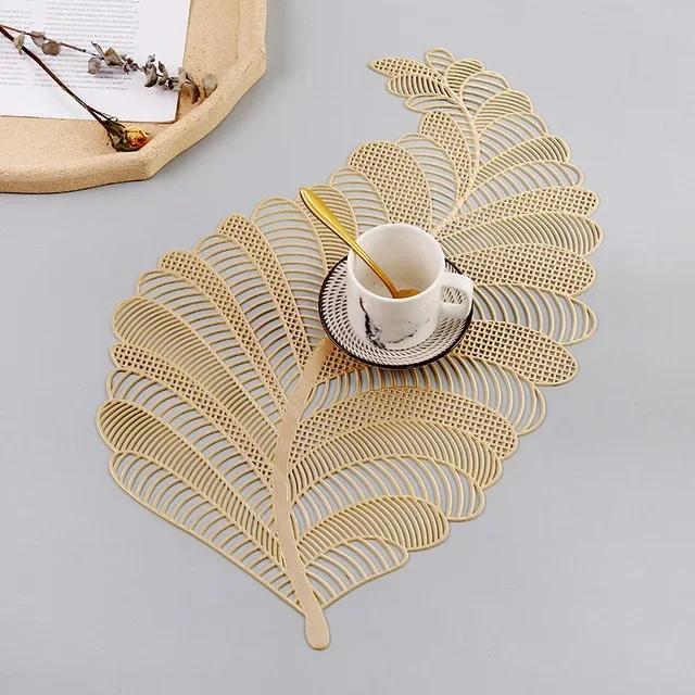 Nordic Leaf Hollow Placemat Oil PVC Water Resistant Non-slip Kitchen Coaster Insulation Pad Dish Coffee Table Mat Home Decor New