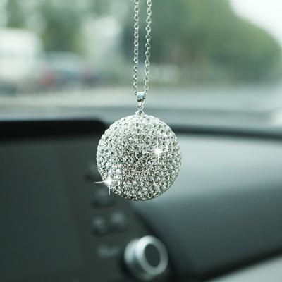 Crystal Ball Car Pendant with Diamond Inlay Car Rearview Mirror with Full Diamond Decoration Car Decoration Car Interior Pendant