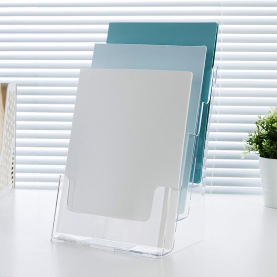 Acrylic Brochure Holder 3 Tiers A4 Size Clear Wall Mount Countertop Organizer Flyer Booklet Document Magazine Literature Display Stand Home Supplies
