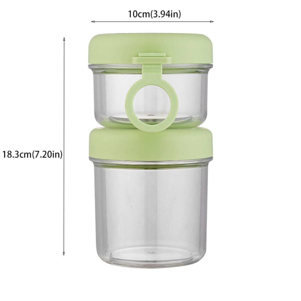 Transparent Breakfast Cup 2 Layer Oatmeal Cup Portable Food Storage Container  Office