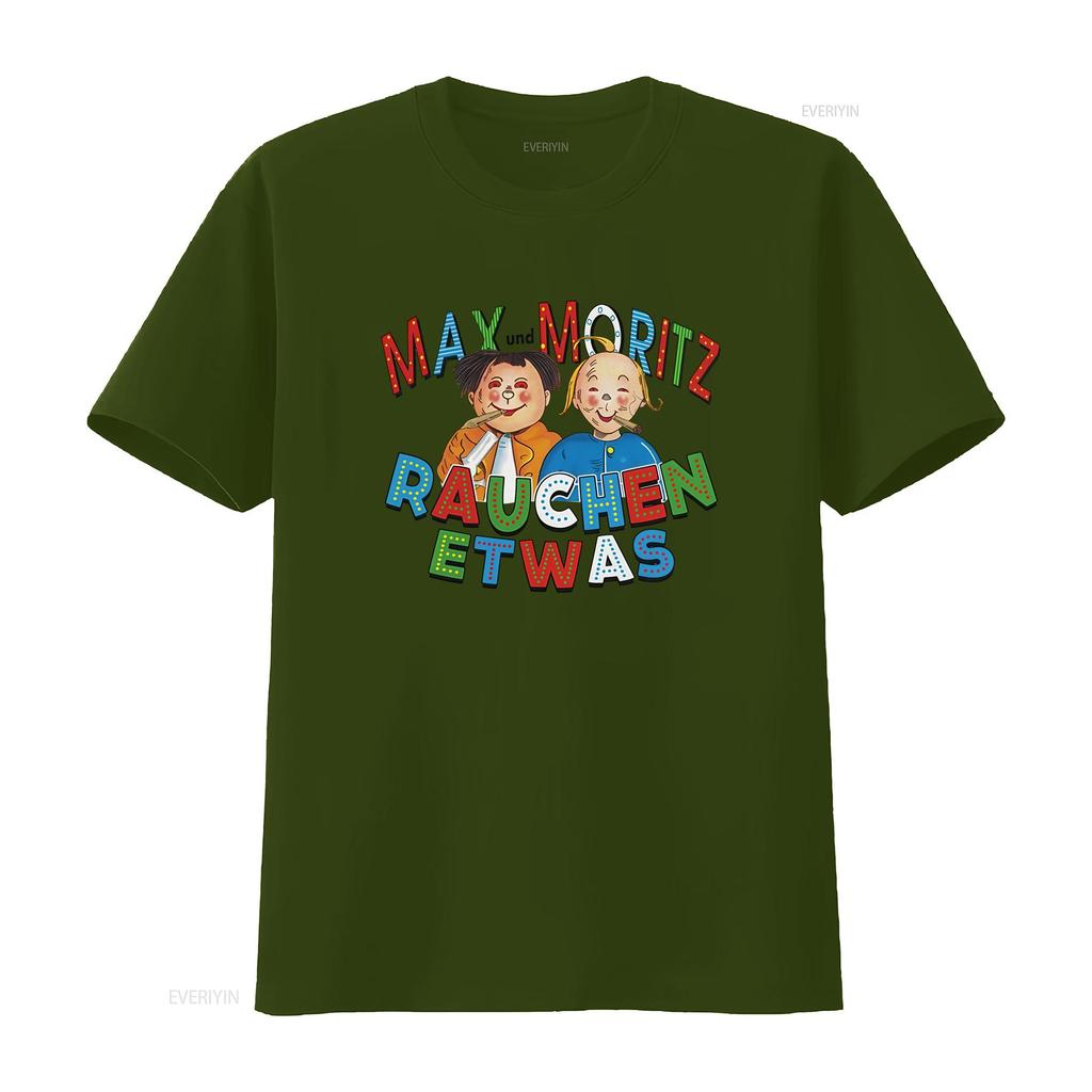 Maglietta Max e Moritz Divertente Personaggio dei Cartoni Animati Idea di Design Abbigliamento Personale Vintage Lavata Top Per l'Uso Quotidiano Leggermente