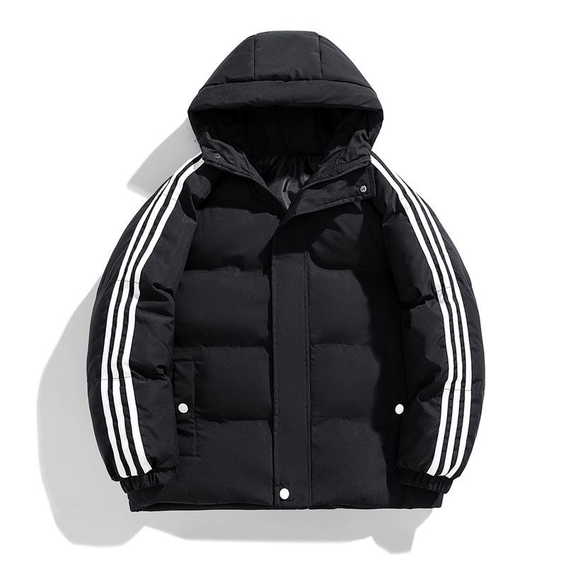 

Мужская одежда с капюшоном на хлопковой подкладке, новинка осени и зимы, свободная американская одежда на хлопковой подкладке большого размера, утолщенная зимняя L чёрный