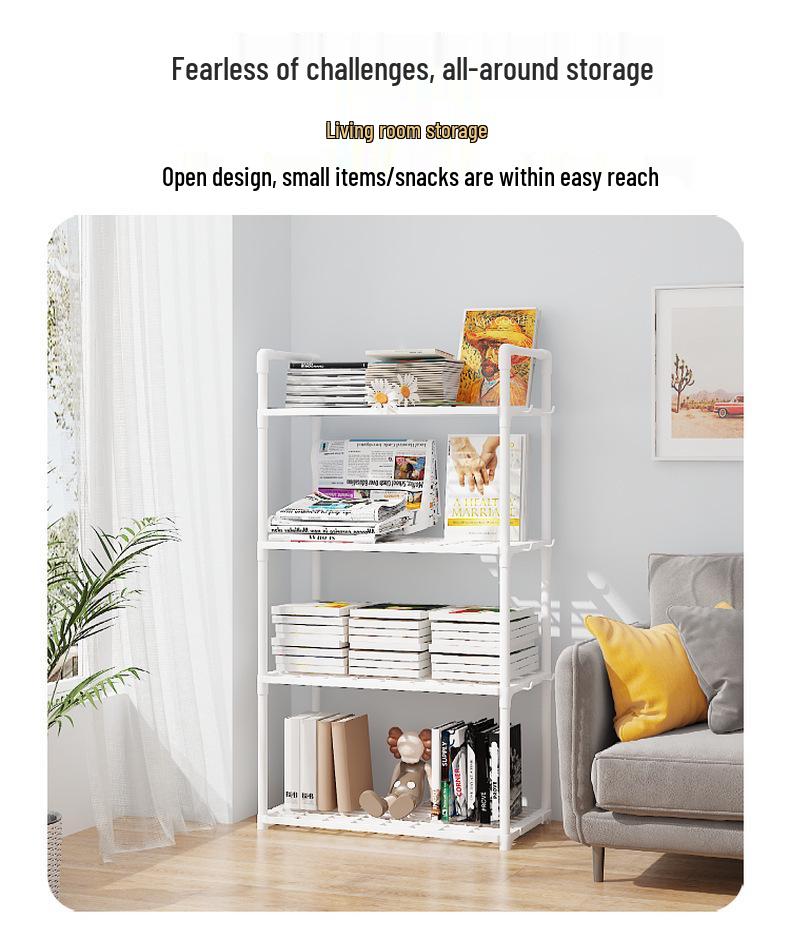 Multi-layer Kitchen & Bathroom Floor Storage Rack: Punch-free, Microwave Oven Compatible Shelves.
