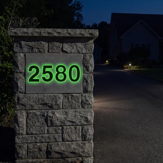 Glow in The Dark Adhesive Decals Number Stickers, Luminous Self-Adhesive House Numbers for Visible Green Light Mailbox Door Wall, Emergency Guide Home