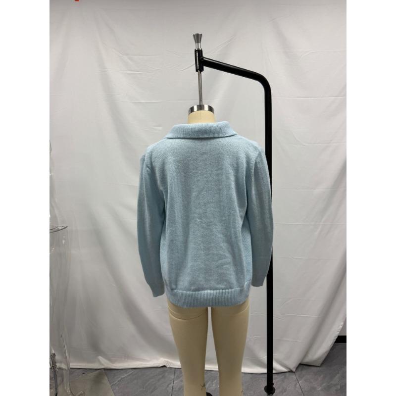 Women S Knitted Buttoned Lapel Loose Casual Long Sleeve Sweater